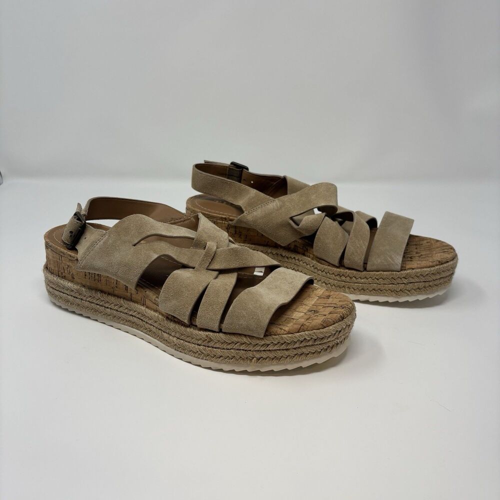 Trask Womens Size 9.5 Randi Suede Strap Platform Sandal Beige Taupe Oiled Suede